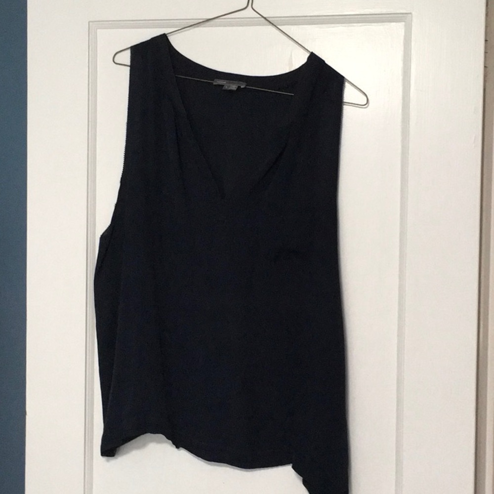 Navy blue Vince silk tank top